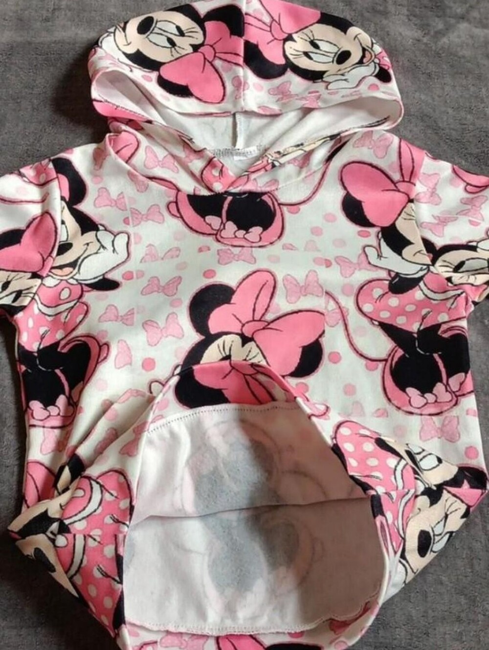Disney Minnie Mouse Kids Hoodie in Pink and White Hooded Lightweight Sweatshirt - Picture 2 of 4